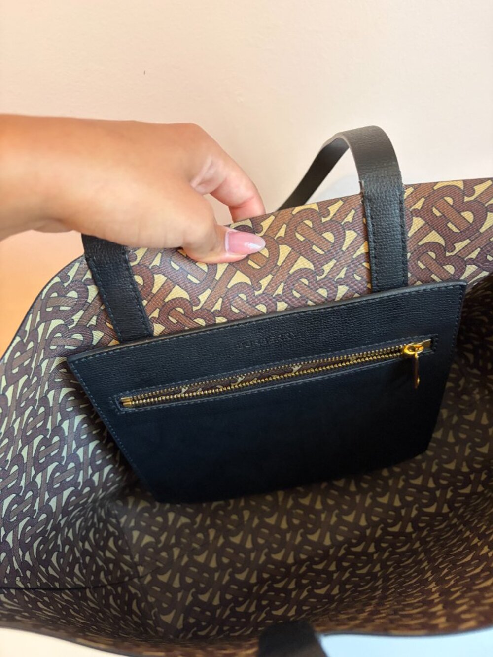 Burberry Medium TB Embossed Internal Monogram Tote - Picture 4 of 7